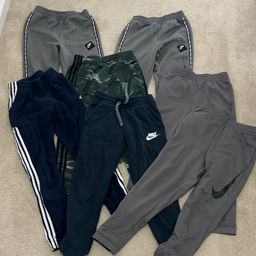 Nike Kids Joggers in Gray, Navy, and Green